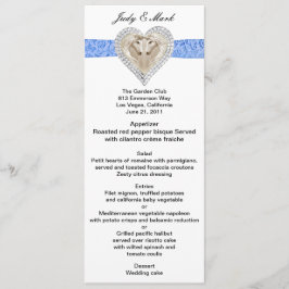 Cartão de Menu de Casamento de Local Azul Unicorn