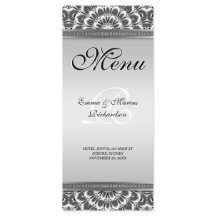 Cartão de Menu de Casamento de Mandala Preto Branc