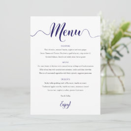 Cartão de Menu de Casamento de marinho