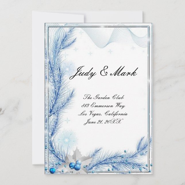 Cartão de Menu de Casamento de Natal de Inverno de (Frente)