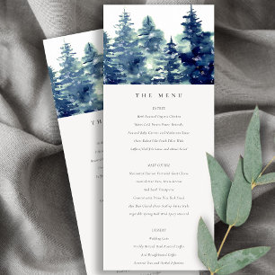 Cartão de Menu de Casamento de Neve da Floresta de