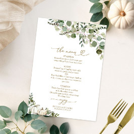 Cartão de Menu de Casamento de Outono com Vegetaçã