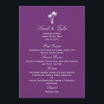 Cartão de Menu de Casamento de Palm Trees - Roxo<br><div class="desc">Um design contemporâneo com um toque de sabor tropical,  esta coleção de Palm Trees faz um complemento elegante para sua celebração à beira-mar. Componentes correspondentes disponíveis em berryberrysweet.com</div>