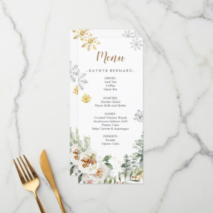 Cartão de Menu de Casamento de Pinheiros Florais