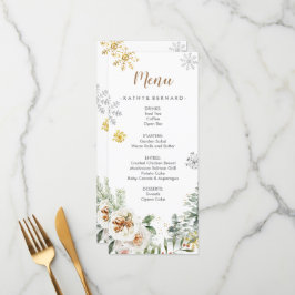 Cartão de Menu de Casamento de Pinheiros Florais B