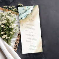 Cartão de Menu de Casamento de Praia das Ondas Cos