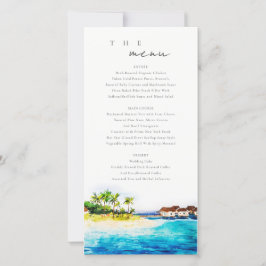 Cartão de Menu de Casamento de Praia de Villa Seas