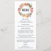 Cartão de Menu de Casamento de Quadro Floral