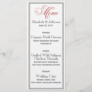 Cartão de Menu de Casamento de Script Branco e Pre