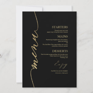 Cartão De Menu De Casamento De Script De rico Para