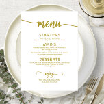Cartão de Menu de Casamento de Script Dourado Eleg<br><div class="desc">Um simples cartão de casamento de caligrafia. Eu ofereço um serviço de personalização gratuito,  se você tiver perguntas ou solicitações especiais,  por favor,  sinta-se à vontade para me contactar.</div>