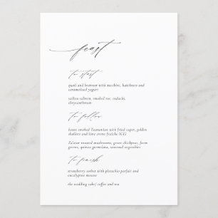 Cartão de Menu de Casamento de Script Moderno Eleg