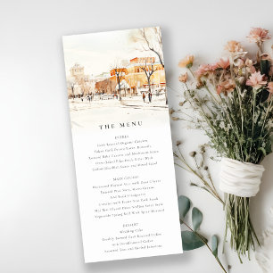 Cartão de Menu de Casamento de Soldaduras da Cidad