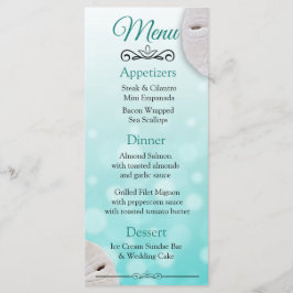 Cartão de Menu de Casamento de Teal Aqua Dólar Oce