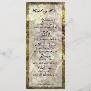 Cartão de Menu de Casamento de Vinha