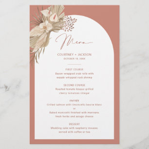 Cartão de menu de casamento do Arch Boêmian Modern