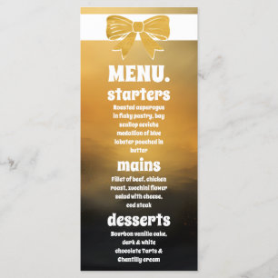 Cartão de Menu de Casamento do Arco Dourado Preto