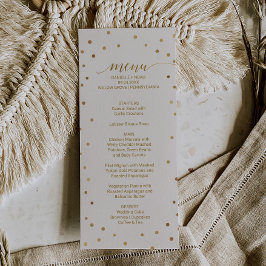 Cartão de Menu de Casamento do Bolinhas Dourado