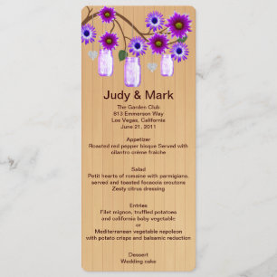 Cartão de Menu de Casamento do Country Rustic Oran