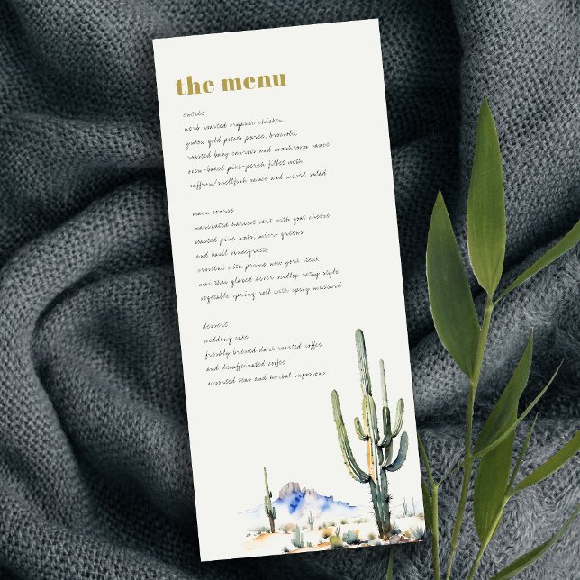 Cartão de Menu de Casamento do Deserto do Cactus O (Criador carregado)