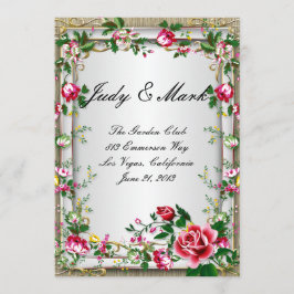 Cartão de Menu de Casamento do Elegante Rustic Ros