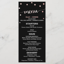Cartão de Menu de Casamento do Glam Confetti, rosa