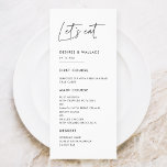 Cartão de menu de casamento do Vamos minimalista m<br><div class="desc">Coma de vamos! Moderno,  simples e limpo: adote esta design minimalista manuscrita para a sua papelaria de casamento. Cores totalmente personalizáveis.</div>