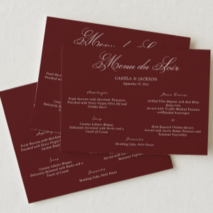 Cartão de Menu de Casamento Dramatic Operea Burgun