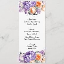 Cartão de Menu de Casamento Dusty Mauve Peach Peon
