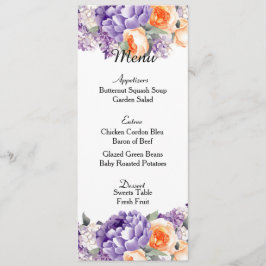Cartão de Menu de Casamento Dusty Mauve Peach Peon