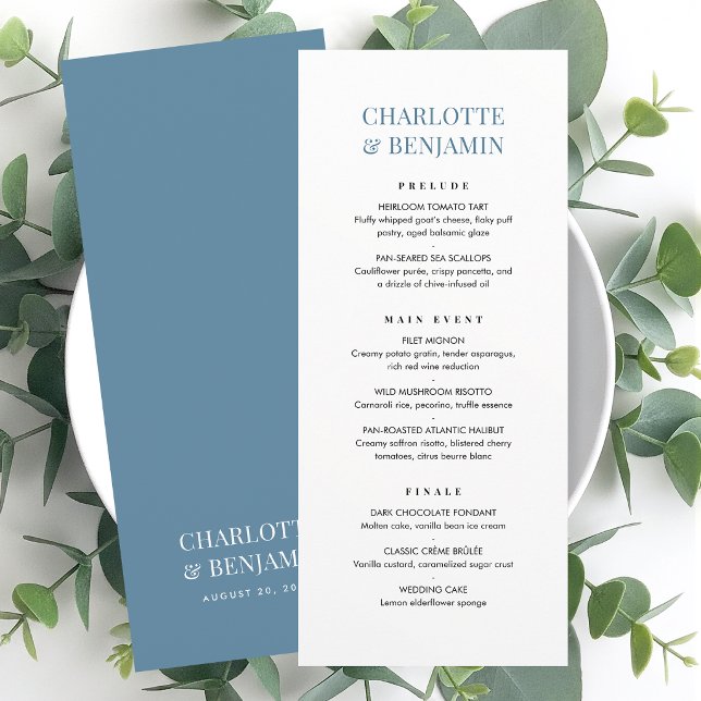 Cartão de Menu de Casamento Elegante Chic Minimali (Criador carregado)