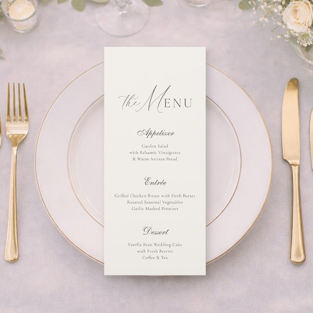 Cartão de Menu de Casamento Elegante com Listras N (Criador carregado)