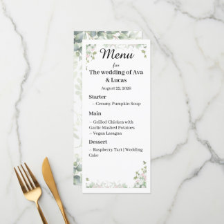 Cartão de Menu de Casamento Elegante | Estação de 