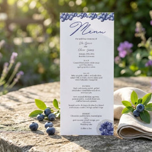 Cartão de Menu de Casamento Elegante Mirtilo