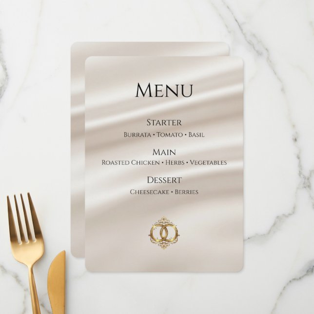 Cartão de Menu de Casamento Elegante | Moderno Abs (Frente/Verso In Situ)