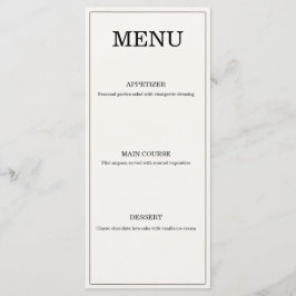 Cartão de Menu de Casamento Elegante Old Money