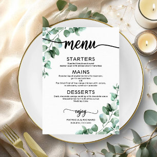 Cartão de Menu de Casamento Elegante Verdejante