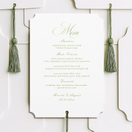 Cartão de Menu de Casamento em Caligrafia Branco e
