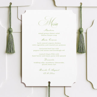 Cartão de Menu de Casamento em Caligrafia Branco e