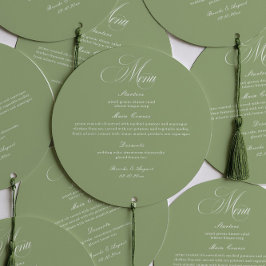 Cartão de Menu de Casamento em Círculo Verde Sage