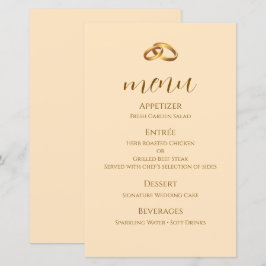 Cartão de Menu de Casamento em Letra Bronze