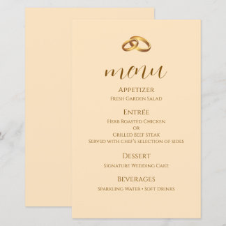 Cartão de Menu de Casamento em Letra Bronze