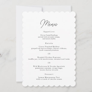Cartão de Menu de Casamento em Letra Manuscrita Es
