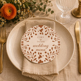 Cartão de Menu de Casamento em Terracota Bege Mexi