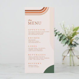 Cartão de Menu de Casamento em Terracota Boho Abst