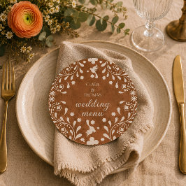 Cartão de Menu de Casamento em Terracota Floral Me