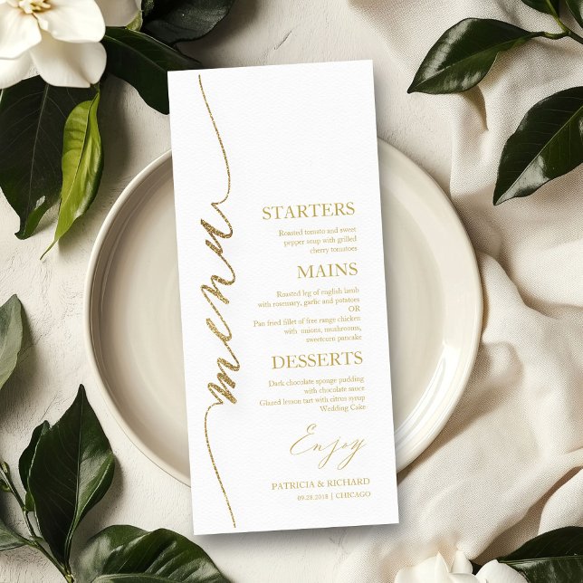Cartão de Menu de Casamento Fancy Script 4x9 Para  (Criador carregado)