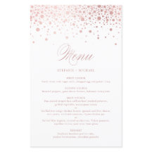 Cartão de Menu de Casamento Faux Rosa Gold Foil Co