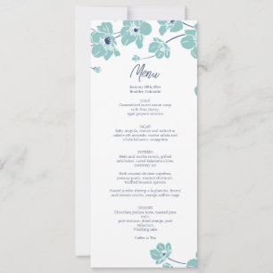 Cartão de Menu de Casamento Floral de Anêmona Eleg