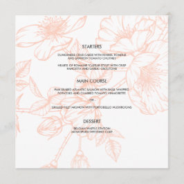 Cartão de Menu de Casamento Floral de Folha rosa G